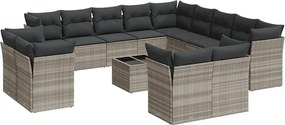 vidaXL Set mobilier de grădină cu perne,14 piesegri deschis, poliratan