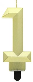 Numere Diamond Metallic Lumânare aurie numărul 1, lumânare pentru tort