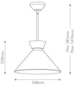 Alora Mood ALM-HALSTON-P-M-BK - Lustră cu tijă HALSTON, 1xE27/60W/230V, neagră