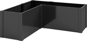 Outsunny Pat înălțat în formă de L pentru flori, rezistent la intemperii, pat de plantare/seră timpurie din oțel zincat 150 x 150 x 55 cm Negru | Aosom Romania