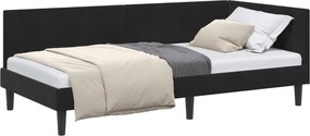 vidaXL Cadru de pat colțar cu headboard Negru 90 cm x 190 cm Catifea