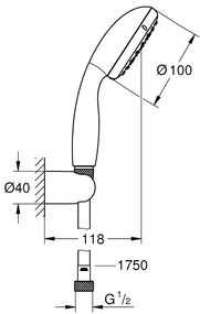 Pachet baterie cada Grohe Essence,set dus porter,furtun 1.75,crom(33624001,27944000 )