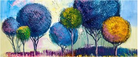 Tablou - Copaci, pictură în ulei (120x50 cm)