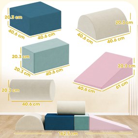 AIYAPLAY Set de 5 blocuri din spumă pentru bebeluși și copii mici, pentru construit, jucat, cățărat, set interior, spumă, Multicolor | Aosom Romania