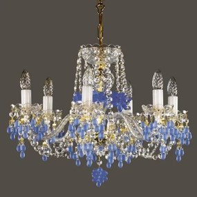 Candelabru cristal Bohemia 6 brate, diam. 58cm Galina light blue VI. CE