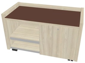 Comodă mobilă Verno 100 x 50 cm cu sticlă, dreapta, salcâm / maro