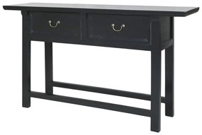 Consola neagra, cu 2 sertare, din lemn de pin reciclat, aspect rustic, Marseille
