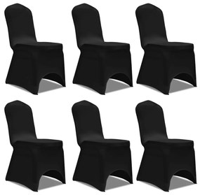 Husa de scaun elastica, 6 buc., negru 6, Negru