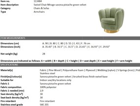 Fotoliu pivotant LUX Mirage, catifea Savona verde 113484 HZ