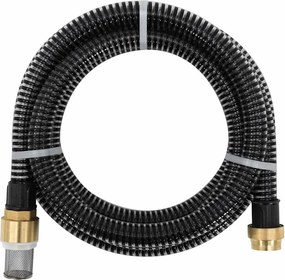 vidaXL Furtun de aspirație cu racorduri din alamă, negru 1,1" 10 m PVC