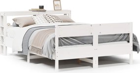 vidaXL Cadru de pat fără saltea, alb, 120x200 cm, lemn masiv pin