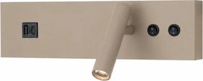 Brilagi-LED Aplică spot de perete cu port USB NOCTIS LED/3W/230V+LED/9W bej