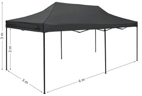 Cattara 13343 Cort de petrecere cu structură tipfoarfecă, impermeabil, gri, 3 x 6 m, L