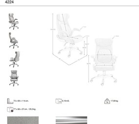 Scaun de birou modern Grey fabric