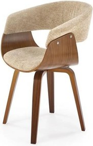 Scaun scandinav tapitat K545, bej/nuc, stofa clasica/placaj, 63x53x83