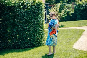 Poncho prosop de plaja SUMMER FRESH albastru-galben 80x145 cm