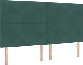 vidaXL Pat cu arc LED cu saltea Verde închis 180 x 200 cm Catifea