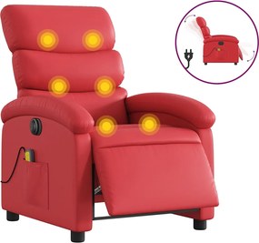 vidaXL Fotoliu electric de masaj rabatabil, roșu, piele ecologică