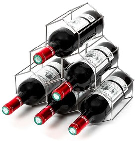 Suport metalic pentru sticle de vin Compactor, gri