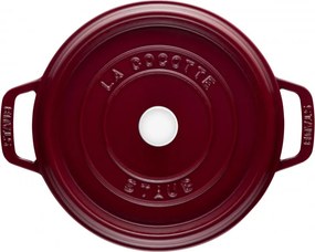 Oala din fonta Staub La Cocotte 40502-278-0, 6,7 l, 28 cm, de la -20°C pana la 260 °C, Emailata, Capac cu structura anti-picaturi, Toate plitele inclusiv inductie, Bordeaux