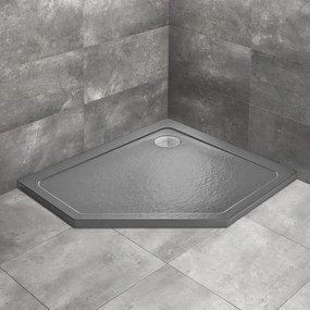 Cadita dus pentagonala Radaway Doros PT E Stone 100x90 cm acril antracit dreapta