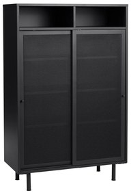 Dulap negru din metal cu ușă glisantă 90x140x40 cm Veep – Unique Furniture