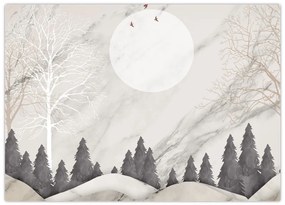 Tablou pe sticlă - Peisaj de iarnă (70x50 cm)