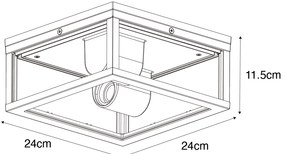 Plafonieră exterioară neagră cu sticlă striată cu 2 lumini IP44 - Charlois