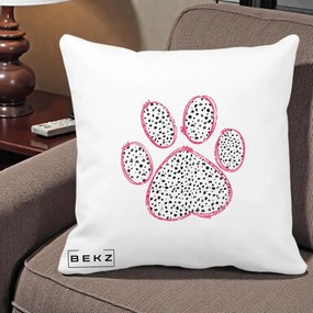 Perna Personalizata Labuta Dalmatian Roz Neon, 40x40 cm, Alba Mata, Husa Detasabila, Perna Inclusa, BEKZ®