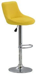 Scaun de bar galben tapitat piele sintetică cu suport cromat si reglabil pe inaltime ABS 225