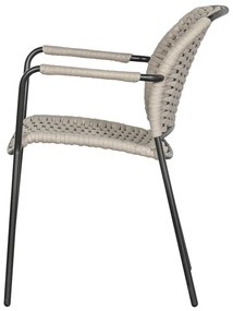 Scaune de grădină negre/bej 2 buc. din metal Taku – Exotan