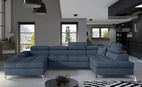 Canapea modulara, extensibila, cu spatiu pentru depozitare, 345x202x90 cm, Eduardo R03, Eltap (Culoare: Gri inchis / Alb)