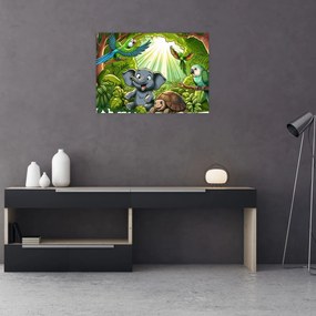 Tablou pe sticlă - Animăluțe vesele (70x50 cm)