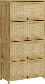 HOMCOM Dulap Boho pentru Bucătărie, Unitate de Depozitare din Ratan cu 4 Uși Rabatabile, Design Natural | Aosom Romania