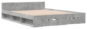 3280758 vidaXL Cadru de pat cu sertare, gri beton, 120x200 cm, lemn prelucrat