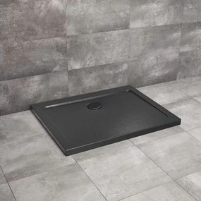 Cadita dus dreptunghiulara Radaway Doros D Stone 120x80 cm acril negru