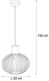 Lampă suspendată modernă cu fir negru cu bej 33cm - Gila
