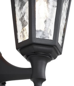 Lampă de perete de exterior neagră cu senzor de mișcare IP44 - New Haven Hammered