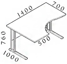 Masa ergonomica Visio 140 x 100 cm, stanga, paltin