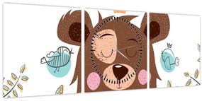 Tablou - Ursulețul cu păsărele (cu ceas) (90x30 cm)