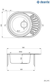 Chiuvetă din inox, 1-cuvă cu picurător, Twist, ZEU_311C