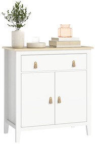 HOMCOM Bufet salon mobilier de depozitare cu dulap cu 2 uși, sertar și raft reglabil, 80 x 40 x 90 cm, alb | Aosom Romania