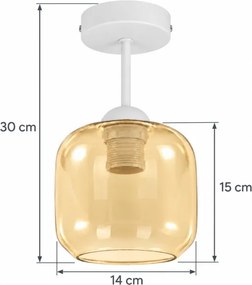 BRILAGI - LED Lustră aplicată R GLASS 1xE27/60W/230V Ø 14 cm alb/bej fumuriu
