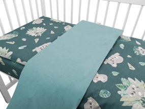 Baby Nellys 2-dílné lenjerie de pat din bumbac, Koala tropicală - verde 135x100
