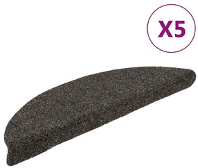 vidaXL Covorașe pentru scări autoadezive, 5 buc., 56x17x3 cm, antracit, semirotunde
