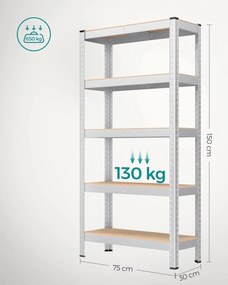 Raft metalic, Songmics, Argintiu, 150x75x30 cm