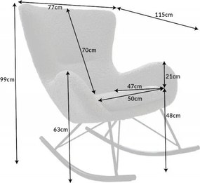 Scaun balansoar design nordic Scandinavia Swing, boucle sampanie