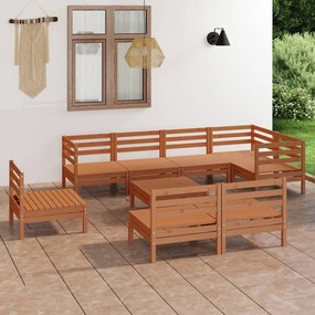 3082902 vidaXL Set mobilier de grădină, 9 piese, maro miere, lemn masiv de pin