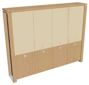 Dulap înalt Verno+ 260 x 46 x 210 cm, uși combinate, stejar deschis / vanilie