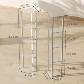 HOMCOM Lampadar Podea LED, 4 Rafturi, Lumină Reglabilă 3000K, MDF, 41x29,5x163,5 cm, Stejar | Aosom Romania